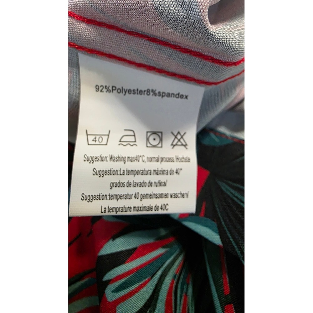 COOFANDY Men's 3XL Tropical Palm Leaf Print Button Down Red Teal Short Sleeve - Picture 7 of 8